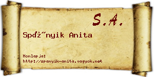 Spányik Anita névjegykártya